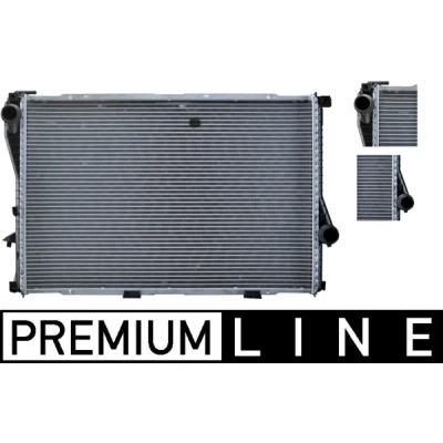 Abbildung von MAHLE ORIGINAL CR 296 000P Kühler, Motorkühlung für Fahrzeuge mit/ohne Klimaanlage 650 438 34 mit Schnellkupplungen Kühlrippen gelötet BMW: 5 Touring