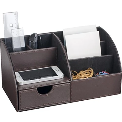 Abbildung von Pavo 8002962 Premium Multifunktionale PU Leder Schreibtisch Organizer, braun
