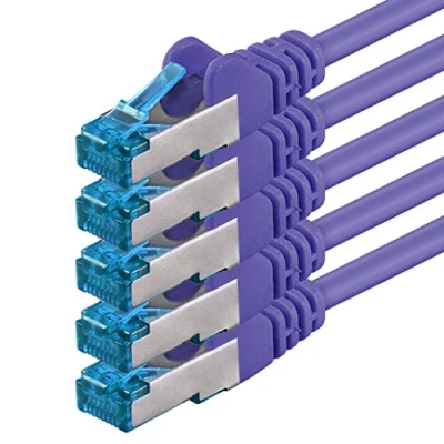 Abbildung von 1aTTack.de 1,5m CAT6a Netzwerkkabel violett 5 Stück CAT 6 A Patchkabel 10000 Mbit s SFTP PIMF 500 MHz kompatibel zu CAT5 CAT6 CAT7 DSL Internet Switch Router