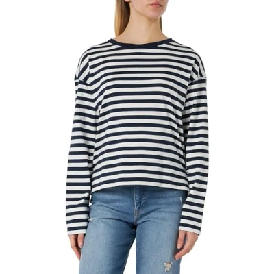 Abbildung von Marc O&#039;Polo Denim Crewneck Striped Langarmshirt, Damen, Größe: Large, Multi/navy teal