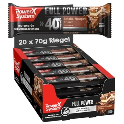 Abbildung von Power System Full Proteinriegel Schoko Nougat Crunch 20x70g, 40% Eiweiß, High Protein