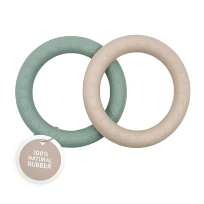Abbildung von HEVEA Kawan Naturkautschuk Beißring Baby im 2er Pack 100% Biologisch, Sicher &amp; Dänisches Design für Babys Frei von BPA, PVC, Kunststoff und Phthalaten (Sand Meeresschaumblau)