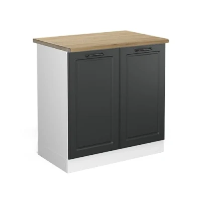 Abbildung von Vicco Spülenunterschrank R Line, Anthrazit Landhaus/Weiß, 80 cm, AP Eiche