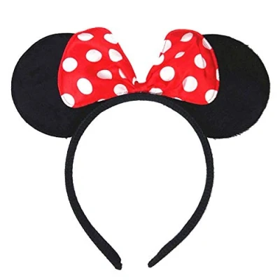 Abbildung von EROSPA® Haarreif Minnie Mouse Schwarze Ohren und Schleife Rot mit Weißen Punkten