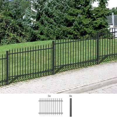 Abbildung von Alberts Metallzaun &quot;Chaussee&quot;, Höhe: 100 und 120 cm, Gesamtlänge: 10 m, zum Einbetonieren