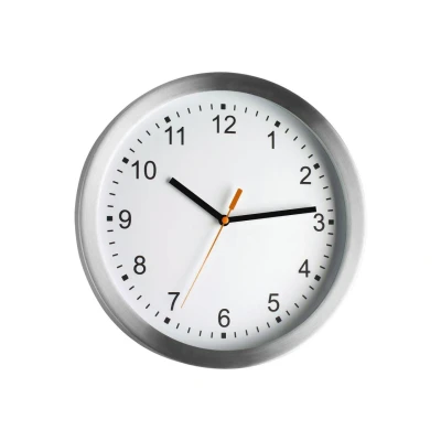 Abbildung von TFA Dostmann Analoge Wanduhr, 98.1045, aus gebürstetem Aluminium, mit Sekundenzeiger, ideal als Küchenuhr, Bürouhr oder Geschenk, silber