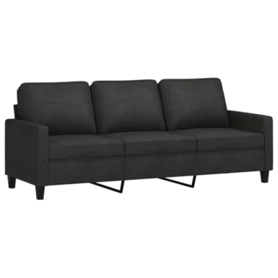 Abbildung von vidaXL Sofa 2 Sitzer, Loungesofa Couch mit Armlehnen Rückenkissen, Wohnzimmersofa Designsofa Metallgestell, Sitzmöbel Zweisitzer, Modern, Schwarz Stoff
