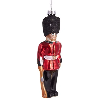 Abbildung von BRUBAKER Soldat England Grenadier Guards Handbemalte Weihnachtskugel aus Glas Mundgeblasener Christbaumschmuck Figuren lustig Deko Anhänger Baumkugel 14 cm