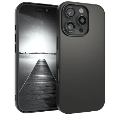 Abbildung von EAZY Case Handyhülle Silikon kompatibel mit iPhone 16 Pro stoßfeste Schutzhülle dünne für Apple Hülle Fallschutz leichtes Cover schlankes Silicone in Schwarz
