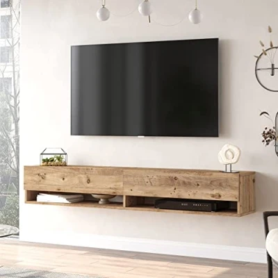 Abbildung von en.casa TV Schrank »Laitila« Hängeboard 180x31,5x29,5cm Eiche rustikal