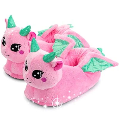 Abbildung von Corimori drache Hausschuhe (ONESIZE EU 3544) Hausschuh, Größe: One Size, Glimmer der rosa grün Schuhe