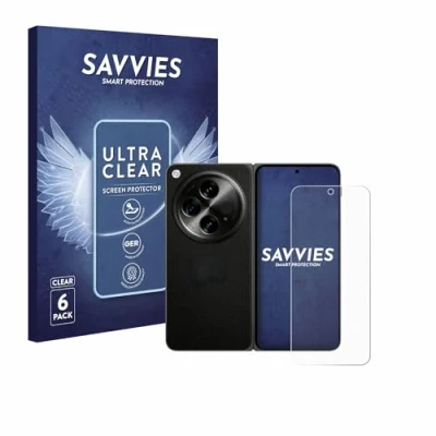 Abbildung von Savvies 6 Stück Schutzfolie für OnePlus Open (case friendly) Displayschutz Folie Ultra Transparent