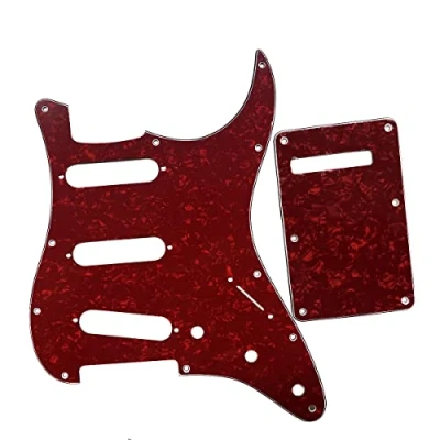 Abbildung von KAISH Strat SSS Schlagbrett und ST Rückplatte Tremolo Cover Red Pearl