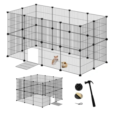 Abbildung von EUGAD Freigehege, für Kaninchen,Laufstall Laufgitter mit Tür 142x72x72cm