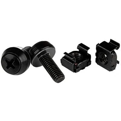 Abbildung von StarTech.com M6 x 12mm Schrauben und Käfigmuttern 50er Pack Schwarz Montageschrauben Kastenmuttern für Server Racks