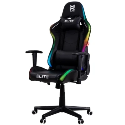 Abbildung von ELITE LED Gaming Stuhl MG200 Destiny Ergonomischer Bürostuhl Schreibtischstuhl Chefsessel Sessel Racing Gamingstuhl Drehstuhl Chair Kunstleder (RGB Schwarz)