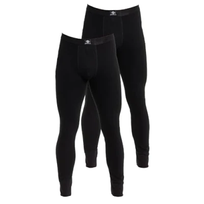 Abbildung von HAASIS Bodywear, Lange Herrenhose im Doppelpack, ohne Eingriff, Feinripp, aus Bio Mako Baumwolle mit Elasthan, Made in Europe, Größe:2XL, Farbe:schwarz
