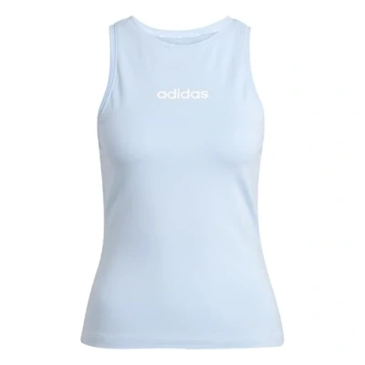 Abbildung von adidas Damen Essentials LINEAR Slim Cotton Tank, Glow Blue/White, L