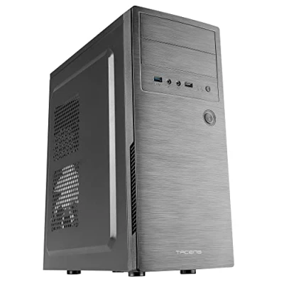 Abbildung von Tacens 2INITIOX, PC Gehäuse ATX Semi Tower, 12cm Seitenlüfter, Gebürstete Aluminiumfront, Stahl, Schwarz
