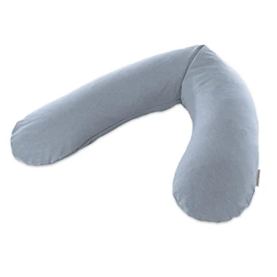 Abbildung von Theraline Das Original Schwangerschaftskissen &amp; Stillkissen 190cm Seitenschläferkissen Perlen inkl Stillkissenbezug Melange blau grau Bambus Kollektion