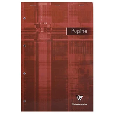 Abbildung von Clairefontaine 66131C Packung mit 5 Blöcken Pupitre DIN A4+ kopfseitig geheftet, mikroperforiert, 4 fach gelocht, 80 Blatt 90g, französische Lineatur, farbig sortiert, 1 Pack