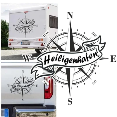 Abbildung von Rakelfix Kompass Heiligenhafen Aufkleber Ostsee Sticker Auto Camper Wohnmobil Caravan Autoaufkleber Wohnwagen Ostseebad