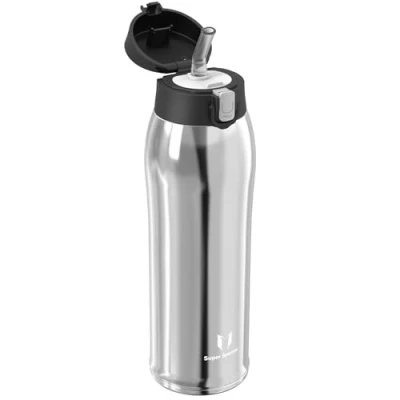 Abbildung von Super Sparrow Edelstahl Trinkflasche mit Strohhalm, Trinkbecher 750ml BPA Frei, Auslaufsicher Trinkflaschen kinder, Wasserflasche für Sport, Reisen, Schule