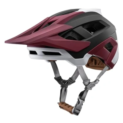 Abbildung von Fahrradhelm Mountainbike Helm MTB Helme Visier Verstellbar für Herren Damen Erwachsene Jugend (Karmesinrotes Weiß, L(58 61cm))