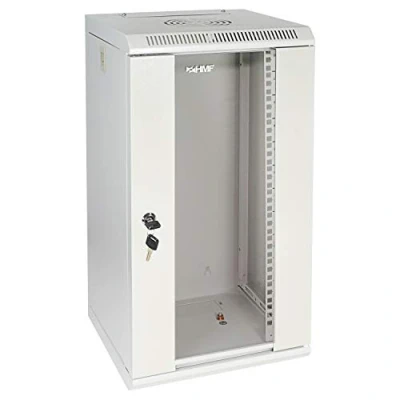 Abbildung von HMF 63312 07 Serverschrank 10 Zoll, 12 HE, Netzwerkschrank, Wandschrank, 10&quot;, 31,2 x 30 61,6 cm, Voll Montiert, lichtgrau