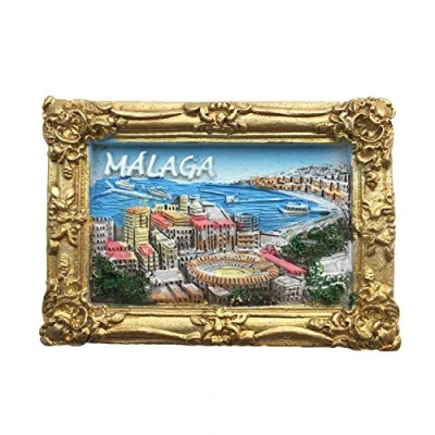 Abbildung von 3D Malaga Kühlschrank Kühlschrankmagnet Tourist Souvenirs Handmade Harz Handwerk Magnetischen Aufkleber Home Küche Dekoration Reise Geschenk
