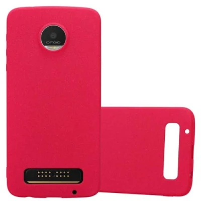 Abbildung von Cadorabo Hülle kompatibel mit Motorola Moto Z Play Schutzhülle TPU Silikon Case Frost Design Slim Kratzfest Weiche Gummi Rundumschutz für in Rot
