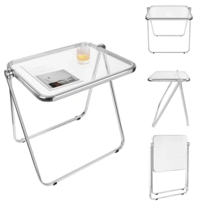 Abbildung von OHMG Klapptisch, aus Acryl, transparent, Picknicktische, ideal für kleine Büros, Beistelltisch oder Computer Schreibtische, Büro,