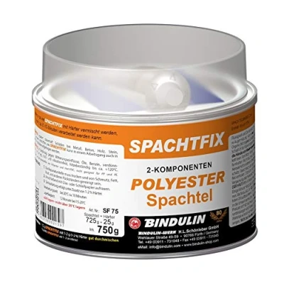 Abbildung von Spachtfix 2 Komponenten Polyester Spachtel 750 g Set inkl. Pinsel zum Auftragen