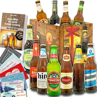 Abbildung von Biere der Welt / 12 Bierflaschen/Weltreise Bier Geburtstags Geschenk