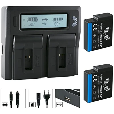 Abbildung von 2X SK Akku für GoPro Hero 2018 5 6 7 Black 1260mAh + LCD Dual Ladegerät Hero5 Hero6 Hero7 AABAT 001 AHDBT 501
