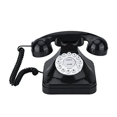 Abbildung von Estink Retro Telefon Wählscheibe, WX 3011 Klassisches Vintage mit Drehknopf, multifunktional, Kunststoff, für Zuhause, Drahtnetz, Festnetz Telefon, Schwarz