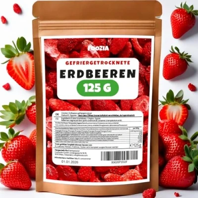 Abbildung von Erdbeeren gefriergetrocknet 150g Scheiben, Natürliche Getrocknete Ohne Zusätze 100% Pur Gefriergetrocknete Früchte Snack Trockenfrüchte von Foozia