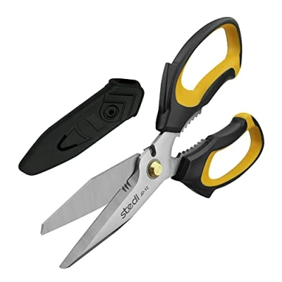 Abbildung von stedi Professionelle Schere, 22.9 cm, strapazierfähig, Karton und Teppichschere, extrem komfortabler, Leder, Nähstoff