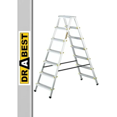 Abbildung von DRABEST Klapptritt Alu Leiter Klappbar Beidseitig 2x7 Stufen Trittleiter bis 150 kg Belastbar Haushaltsleiter TÜV Zertifiziert
