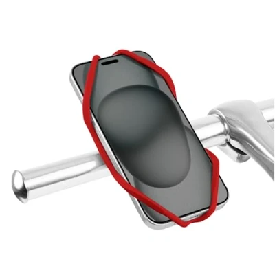 Abbildung von Bone Bike Tie 5 Phone Mount Handlebar, Universal Bicycle Holder Motorrad Handyhalter für 4.7 &quot; 7.2&quot; iPhone Samsung, Ultra Light Silikon Road Zubehör Rot