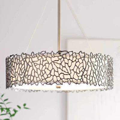 Abbildung von Kichler KL Silver Coral P B Hängeleuchte 4xE27 Zinn, Leinen weiss H:17,5 Ø:55,9