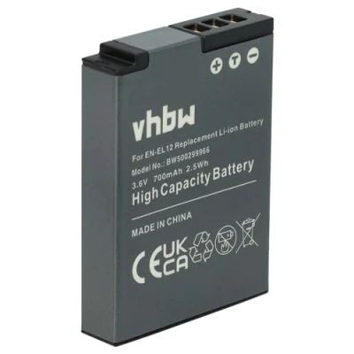 Abbildung von vhbw 1x Akku kompatibel mit Nikon Coolpix AW100s, AW100, B600, AW120s, AW110, AW120, AW130, A1000, A900 Kamera (700 mAh, 3,6 V, Li Ion)