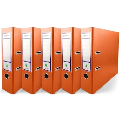 Abbildung von Netuno 5x Akten Ordner orange din a4 2 Ring Mechanik Ringorder 8cm Kunststoff breit Büroordner Plastikordner Briefordner Ringmappe breiter Aktenordner 5er pack
