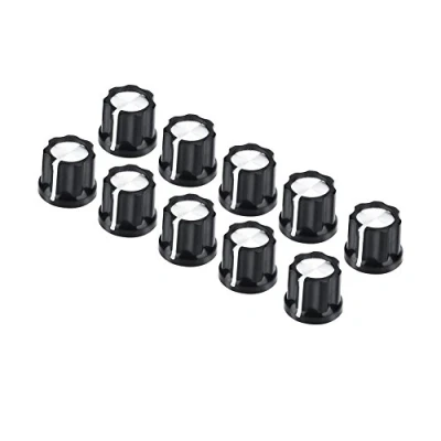 Abbildung von Lautstärkeregler, 10 Teile/Satz Potentiometer Lautstärkeregler Kappen Playing Accessories für D förmige Welle E Gitarre Bas Musical Instrument
