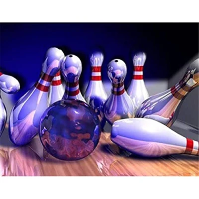 Abbildung von DIY Diamant Gemälde Malen Nach Zahlen Kits Bowling 30x40cm Diamond Painting Bilder, 5D Kit, Vollbohrer Kristall Strass Stickerei Mosaik für Wand Dekoration