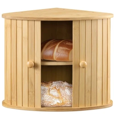 Abbildung von Navaris Brotkasten Ecke aus Bambus Eckbrotkasten zwei Etagen Brotbox, Bambus, (1 tlg)