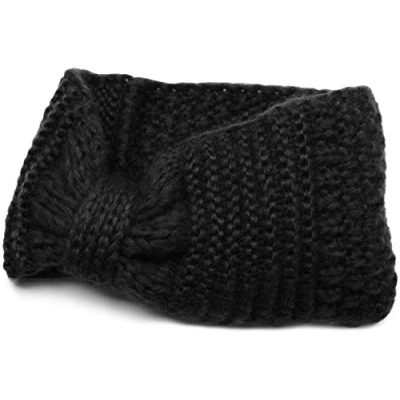 Abbildung von styleBREAKER Damen Strick Stirnband mit Schleife, Reiskorn Muster, Winter Haarband, Headband 04026006, Farbe:Schwarz