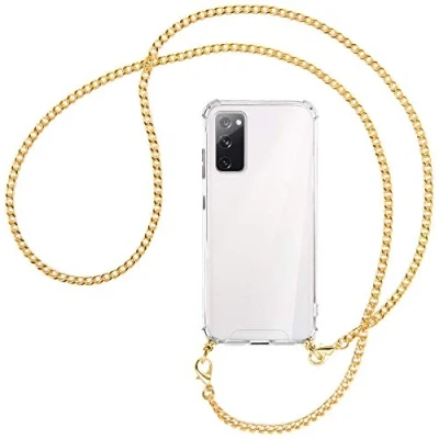 Abbildung von mtb more energy® Handykette kompatibel mit Samsung Galaxy S20 FE (SM G780, 6.5&#039;&#039;) Metallkette (Gold) Smartphone Hülle zum Umhängen Anti Shock Full TPU Case