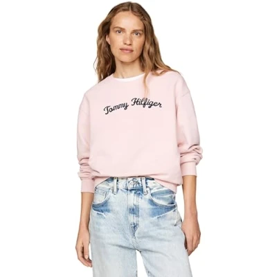 Abbildung von Tommy Hilfiger Script Sweatshirt, Damen, Größe: XXS, Delicate pink