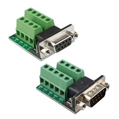 Abbildung von Futheda DB9 Stecker und Buchse D SUB Breakout Board Adapterplatte 9 Pin Anschluss RS232 Seriell auf Terminal Signalmodul lötfrei mit Mutter (Stecker x 1, 1)